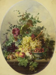 Natura morta con frutta e fiori