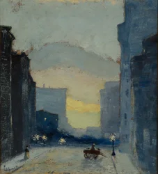 East Side, New York, 1908 circa (olio su carta montato su cartoncino)