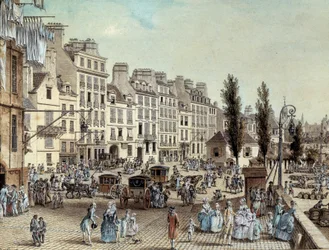 Veduta del porto Saint Paul a Parigi nel 1782. Passeggiate sulle rive della Senna. Disegno di Louis de Lespinasse (1734-1808) 1782. Parigi, Museo Carnavalet