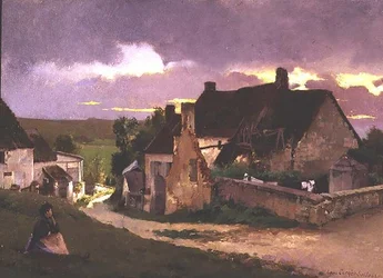 Una figura vicino a un cottage