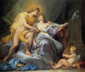 Apollo accarezza Leucotoe Dipinto di Antoine Boizot (1702-1782) 1737 Tours, Museo delle Belle Arti