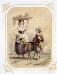 Pastore italiano e contadino - in “Album du jeune voyageur”, illustrato da Louis Lassalle