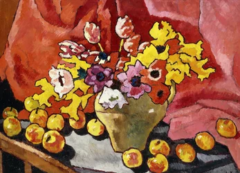 Brocca, anemoni, tulipani e mele
