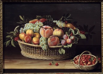 Cesto di frutta e cestini di fragole. Dipinto di Louise Moillon (1610-1696) 1635 Tolosa, Museo degli Agostiniani