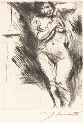 Nudo con camicia sollevata, donna che si spoglia, 1921