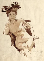 Seminudo femminile con cappello