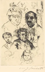 Verschiedene Köpfe und Selbstbildnis Teste Assortite e Autoritratto, 1915