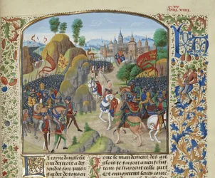 La regina Filippa di Hainault prima della battaglia di Neville