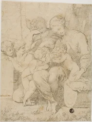 La Sacra Famiglia con il Bambino San Giovanni Battista e gli Angeli