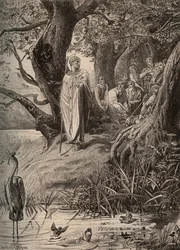 Apologo degli uccelli pescatori, raccontato da San Martino agli abitanti delle rive della Loira - incisione di Luc Olivier Merson