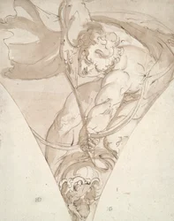 Apollo che uccide il Pitone, studio per un pennacchio nel Palazzo Antonio Doria (Palazzo della Prefettura), Genova
