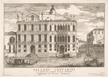 Tavola 85: Vista del Palazzo Contarini in Campo San Trovaso, Venezia, 1703, da La costruzione..., 1703