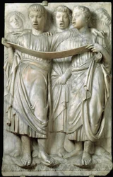 La cantoria o bambini che cantano in coro - Rilievo in marmo, di Luca della Robbia (c.1400-1482), Quattrocento