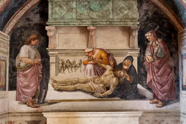 Compianto sul Cristo morto tra i due santi di Orvieto (S. Parenzo a destra e S. Faustino a sinistra)