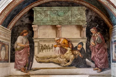 Compianto sul Cristo morto tra i due santi di Orvieto (S. Parenzo a destra e S. Faustino a sinistra)
