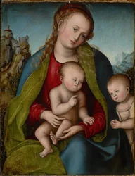 Tedesco: Maria mit dem Kinde und dem anbetenden Johannesknaben Vergine e Bambino adorati da San Giovanni Battista da ragazzo