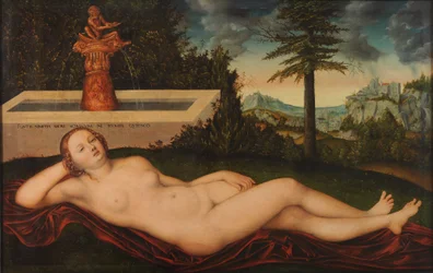 Tedesco:  Quellnymphe am Brunnen Una ninfa presso una fontana
