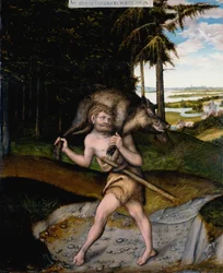 Eracle e il cinghiale di Erimanto dalle fatiche di Ercole