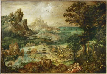Paesaggio con Giuda e Tamar (dipinto su legno di quercia)