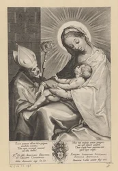 Maria con bambino adorata da un vescovo