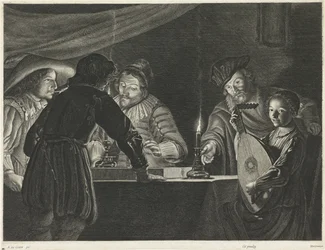 Giocatori di tric-trac alla luce delle candele