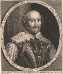 Excellentissimus Dominus, D. Joannes, Comes Nassouiae, Cattinelli Boci, vianden Dietz & c. Eques Aurei Vellieris. S.Ma. Cæs. Mareschallus Cath. Reg. in Belgio Equitum Generalis & c.