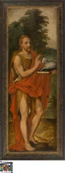 Giovanni Battista (a sinistra), Donatore (a destra), Vanitas (chiusa), Lucas de Heere, Museo di Belle Arti di Gand, S-101, pannello aperto a sinistra