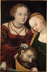 Giuditta con la testa di Oloferne e un servo (olio su tavola)