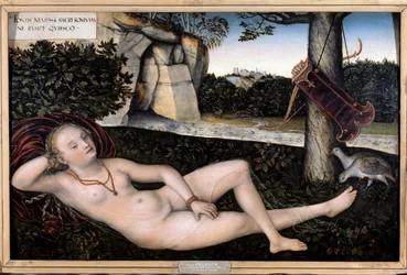 Ninfa alla fonte o Il riposo di Diana Dipinto di Lucas Cranach il Vecchio (1472-1553) Intorno al 1537. Besançon, Museo delle Belle Arti