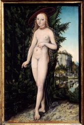 Venere in piedi in un paesaggio Dipinto di Lucas Cranach il Vecchio (1472-1553) 1529