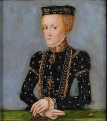 Ritratto di Anna Jagiellon (1523-1596), regina di Polonia, 1565 circa (olio su lastra di stagno)