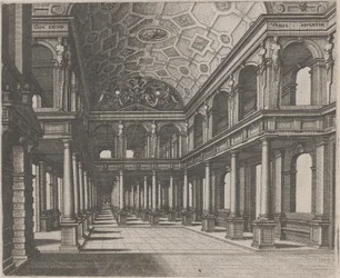 Vista in una sala con colonne toscane