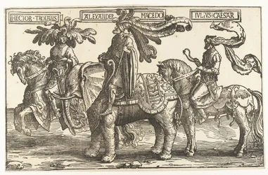 Gli eroi Ettore di Troia, Alessandro Magno e Giulio Cesare