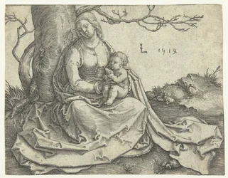 Vergine e Bambino seduti sotto un albero