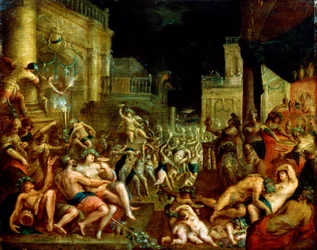Banchetto di Mida in onore di Bacco e Sileno. Circa XVI secolo