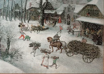 Inverno (febbraio), particolare (olio su tela)