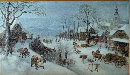 Inverno. Un villaggio sotto la neve
