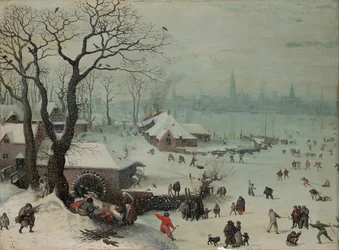 Paesaggio invernale con nevicata vicino ad Anversa