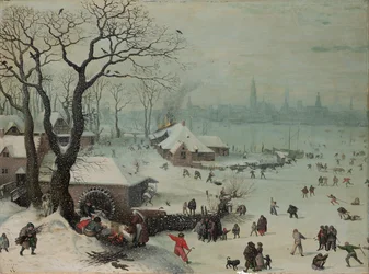 Paesaggio invernale con nevicata vicino ad Anversa