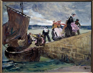 Il contrabbandiere a Sainte-Marine in Bretagna, dipinto di Lucien Simon (1861-1945), 1907, Rennes, Musée des Beaux-Arts