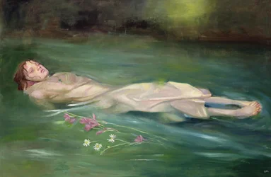 Ragazza alla deriva, 2004 (olio su tavola)