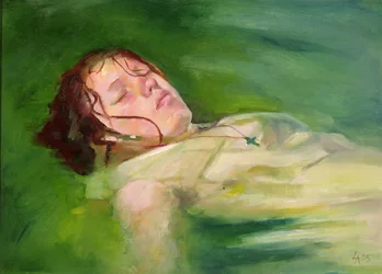 Ragazza alla deriva, 2004 (olio su tela)