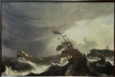 Navi in pericolo durante una violenta tempesta