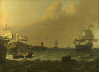 Navi da guerra olandesi che entrano in un porto mediterraneo, 1681