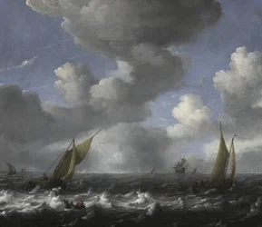 Paesaggio marino e barche da pesca