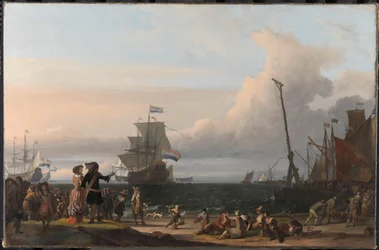 Navi olandesi nelle strade di Texel; al centro la 