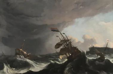Navi da guerra in una tempesta