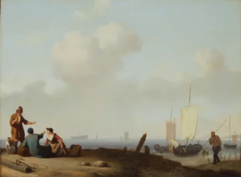 Pescatore e rosa, 1660-1700 circa (olio su tela appoggiato su pannello)