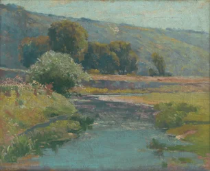 Paesaggio con torrente in piena