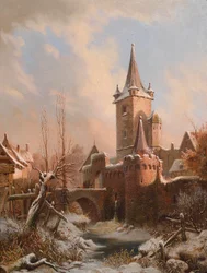 Carl Ludwig Ferdinand Messmann Paesaggio del castello in inverno